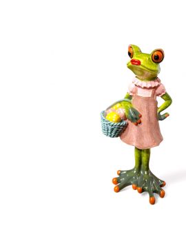 FIGURA CERAMICZNA - ŻABA / ŻABKA z koszem pisanek
