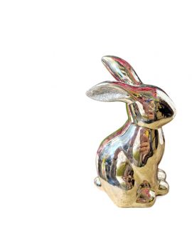 FIGURA CERAMICZNA SREBRNY KRÓLIK ZAJĄC - brokatowe uszy