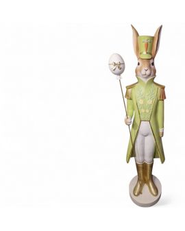 FIGURA WIELKANOCNA - ZAJĄC KRÓLIK ŻOŁNIERZ XL - Z PISANKĄ zielony