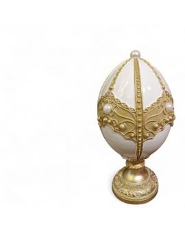FIGURA WIELKANOCNA - ELEGANCKIE JAJKO PISANKA model I biały
