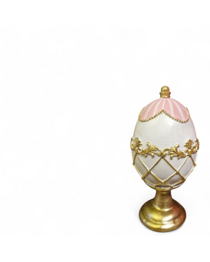 FIGURA WIELKANOCNA - ELEGANCKIE JAJKO PISANKA model I biało-różowe