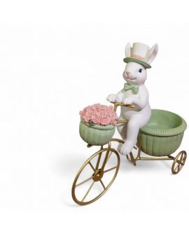 FIGURA WIELKANOCNA - ZAJĄC KRÓLIK NA ROWERZE Z KOSZYCZKIEM