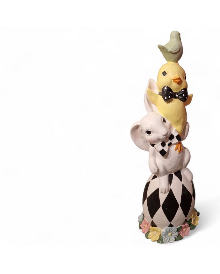 FIGURA WIELKANOCNA - ZAJĄC Z KURCZAKIEM NA PISANCE - XL