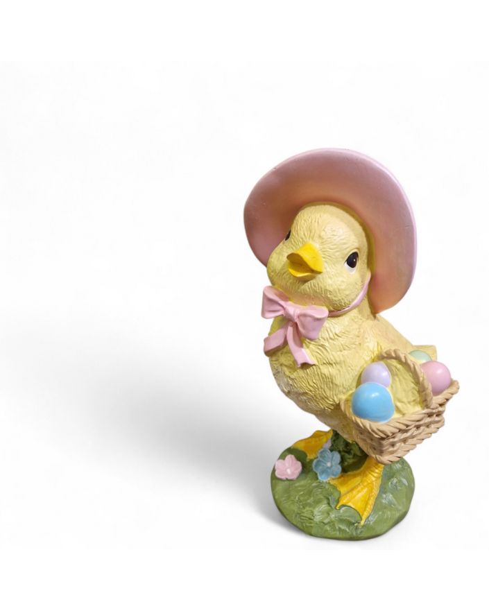 FIGURA WIELKANOCNA - KURCZAK W KAPELUSZU Z KOSZYKIEM