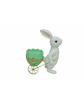 FIGURA WIELKANOCNA - ZAJĄC KRÓLIK Z TACZKĄ PISANKĄ model I