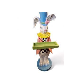 FIGURA WIELKANOCNA - PASTELOWY ZAJĄC KRÓLIK Z TACĄ model I