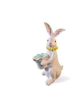 FIGURA WIELKANOCNA - PASTELOWY ZAJĄC KRÓLIK Z KOSZEM model II