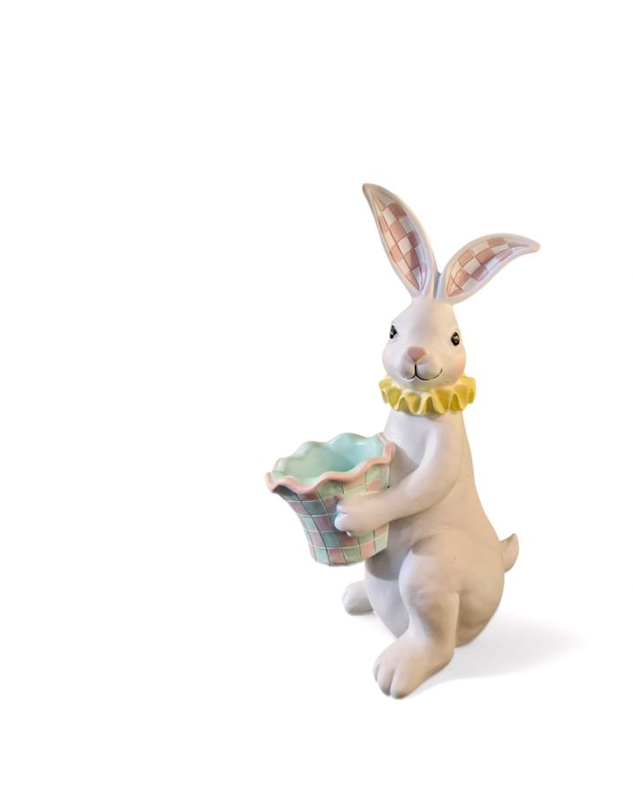 FIGURA WIELKANOCNA - PASTELOWY ZAJĄC KRÓLIK Z KOSZEM model II