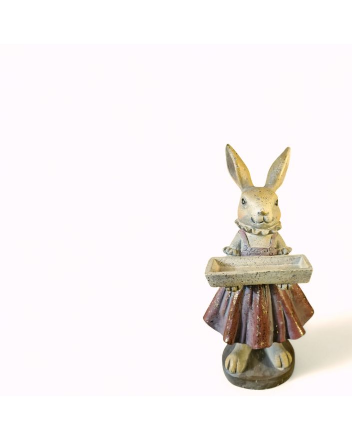 MAŁY ZAJĄC / KRÓLIK WIELKANOCNY W SUKIENCE Z TACĄ model IIa