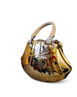 WAZON W KSZTAŁCIE TOREKI ZE SKÓRZANYMI USZAMI model II złoty