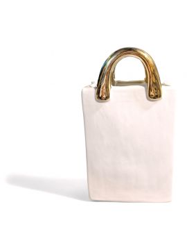 WAZON W KSZTAŁCIE TOREKI model VI biała ze złotymi uchwytami