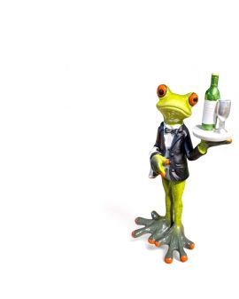FIGURA CERAMICZNA - ŻABA ŻABKA KELNER model II