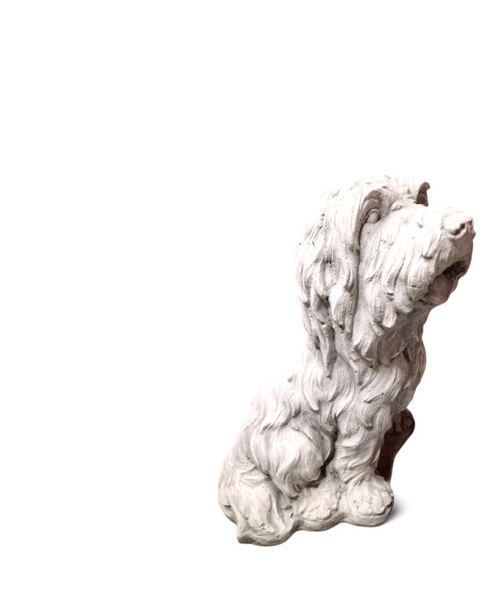 FIGURA BETONOWA - PIES PIESEK BEARDED COLLIE model I szary