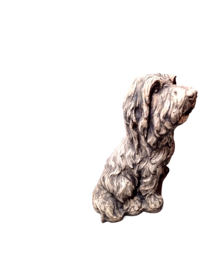 FIGURA BETONOWA - PIES PIESEK BEARDED COLLIE model I brązowy