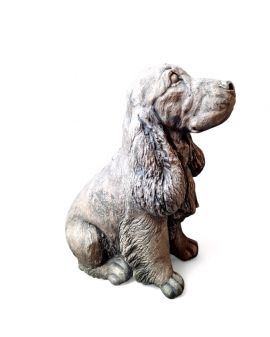 FIGURA BETONOWA - DUŻY SIEDZĄCY PIES PIESEK COCKER SPANIEL model II czarny