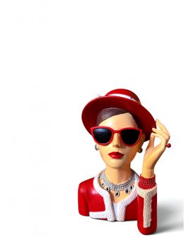 ELEGANCKA KOBIETA W KAPELUSZU - czerwona