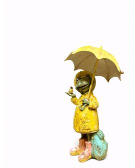 FIGURA CERAMICZNA - ŻABA ŻABKA Z PARASOLEM model III