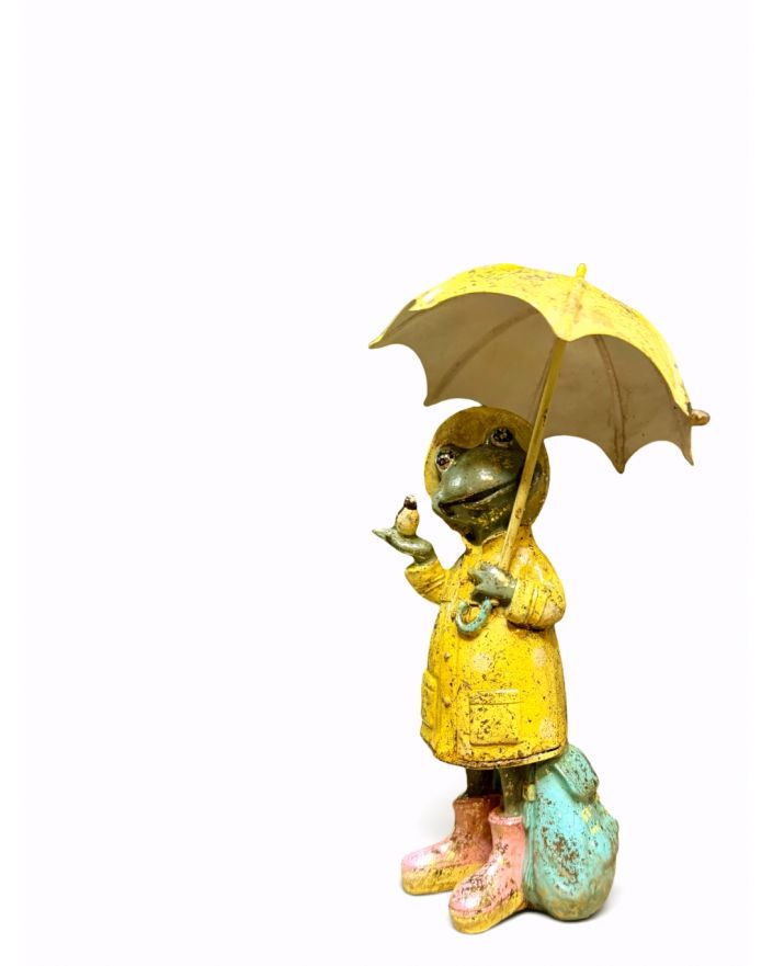 FIGURA CERAMICZNA - ŻABA ŻABKA Z PARASOLEM model III