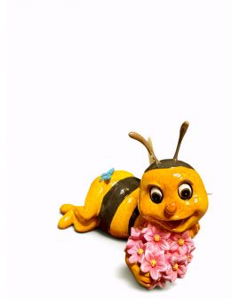 FIGURA CERAMICZNA - OSA PSZCZOŁA Z KWIATAMI model I