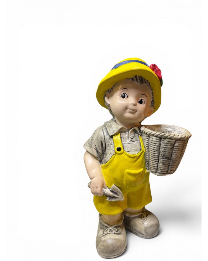 FIGURA GIPSOWA - CHŁOPIEC Z KOSZYKIEM na boku model II