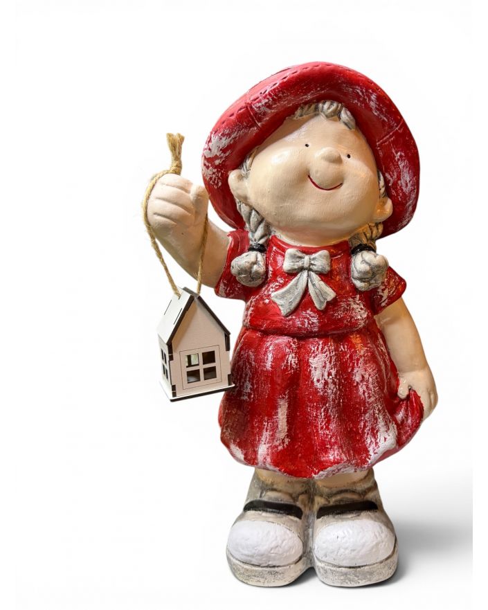 FIGURA GIPSOWA - DZIEWCZYNKA Z LATARENKĄ - Nel