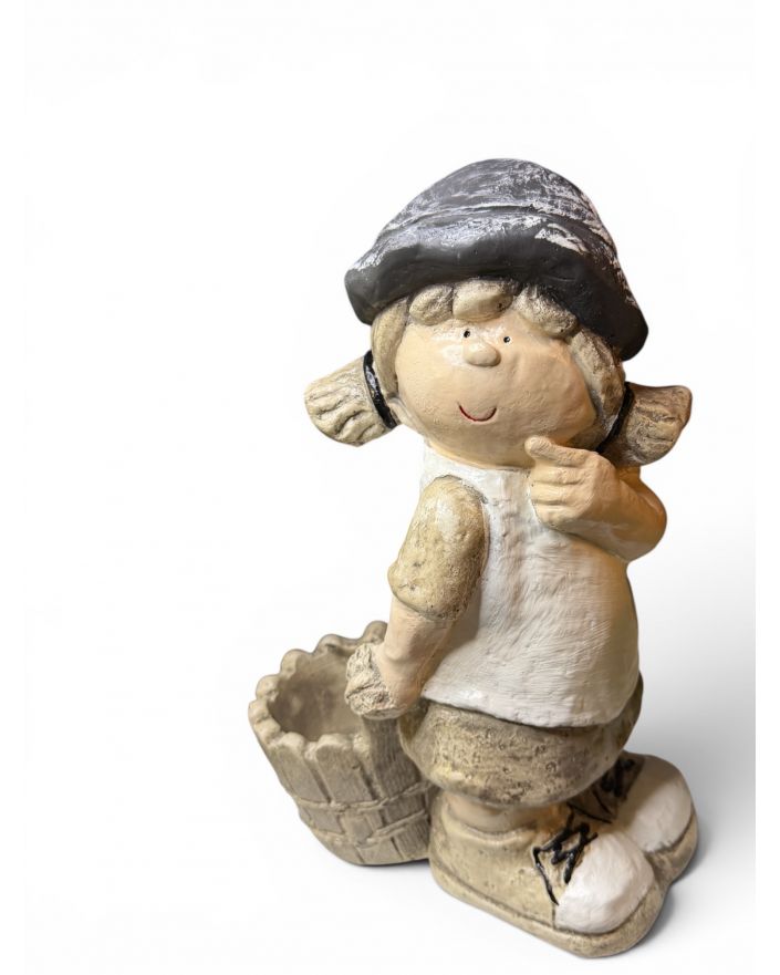 FIGURKA GIPSOWA - DZIEWCZYNKA OGRODNIK Z KOSZEM model IIIa