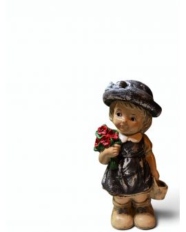 FIGURA GIPSOWA - DZIEWCZYNKA Z BUKIETEM KWIATÓW model III