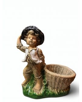 FIGURKA GIPSOWA - STAŚ Z KOSZEM